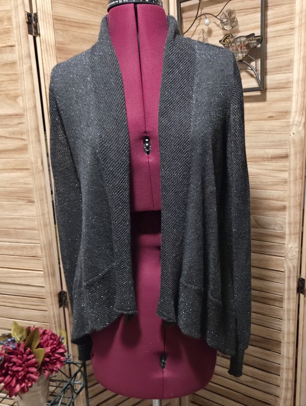 Eileen Fisher PS Gray Cardigan High Low